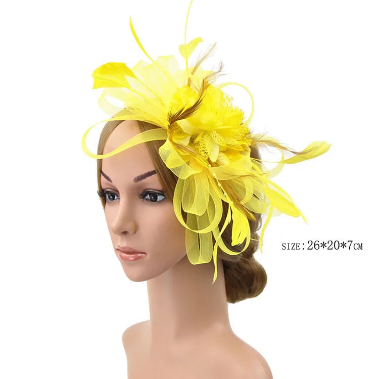 Шляпа Свадебная королевские шляпы цветок Pamelas Y Sombreros Para Bodas перья шляпка для церкви Зажимная лента шляпа для банкета Свадебная Тиара