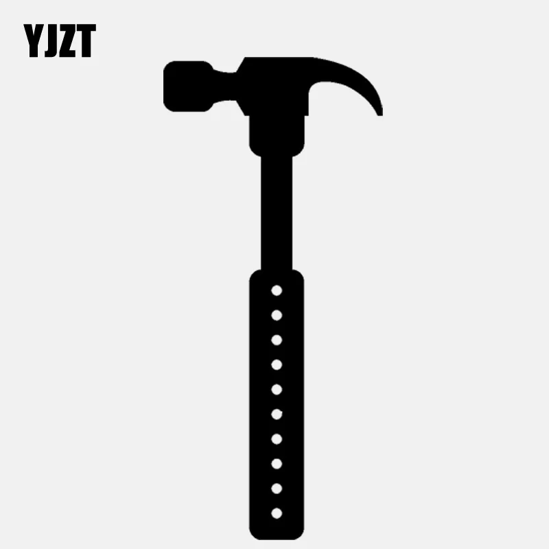 

YJZT 6.6CM*14.5CM Lovely Hammer Hardware Vinly Motorcycle Black/Silver Car Sticker C22-0555