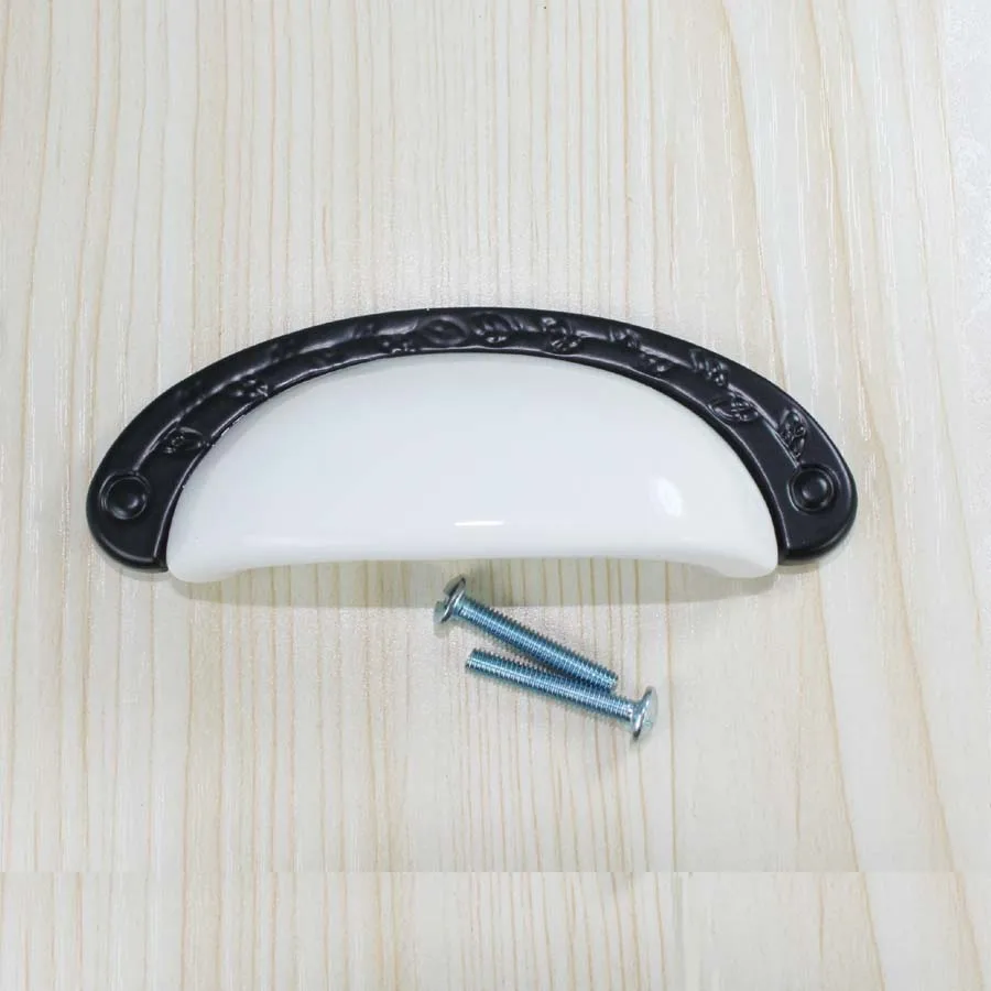 Современная простая черная белая ручка для мебели керамический ящик шкафа