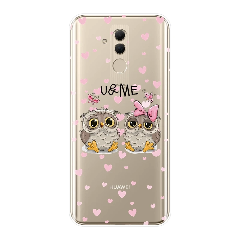 Чехол для телефона Huawei Mate 9 10 20 Pro сова луна сердце любовь Kawaii Мягкая силиконовая
