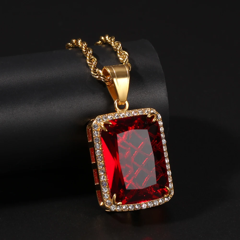 THE BLING KING нержавеющая сталь на заказ квадратные камни ожерелье хип хоп полный Iced Out кубический