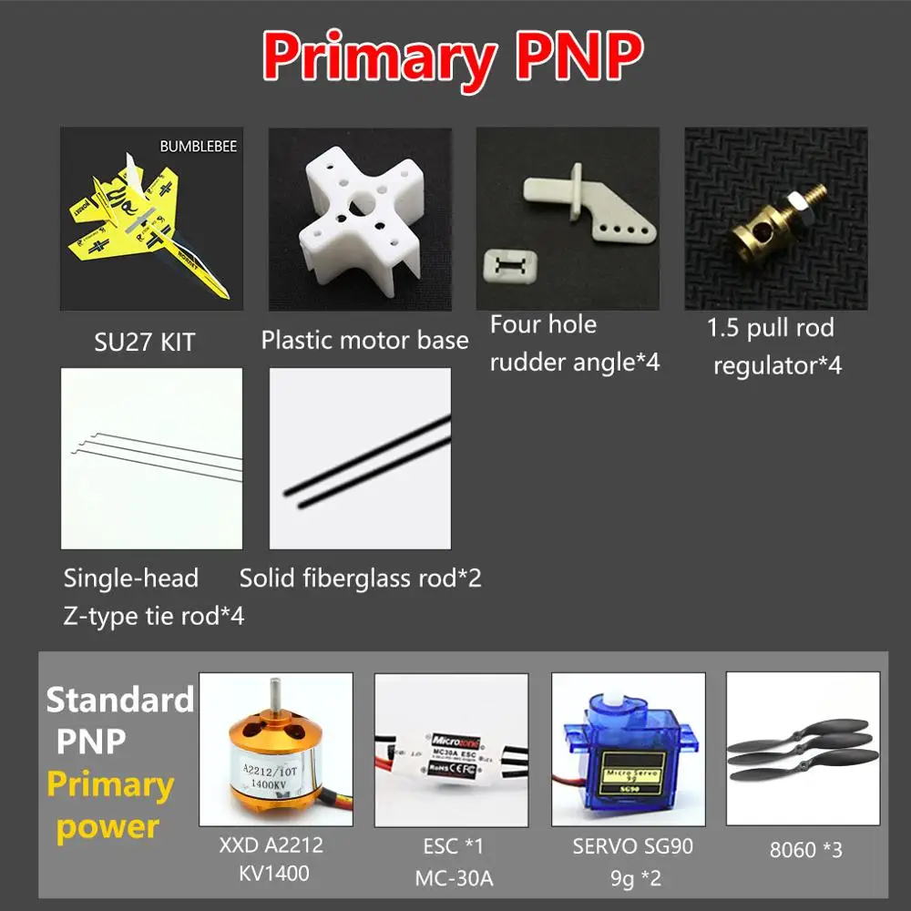 Bumblebee PrimaryPNP Фиксированная модель крыла Su27 RC самолет структура части сопротивление литой Материал пульт дистанционного управления Самолет - Цвет: Bumblebee PrimaryPNP