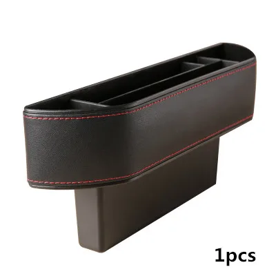 1pcs black red Дизайн, автомобильное кресло, щелевая коробка для хранения, кожа, авто сиденья, зазор, карманы, органайзер, держатель для телефона, карманный автомобильный контейнер для мусора, органайзеры - Название цвета: 1pcs black red
