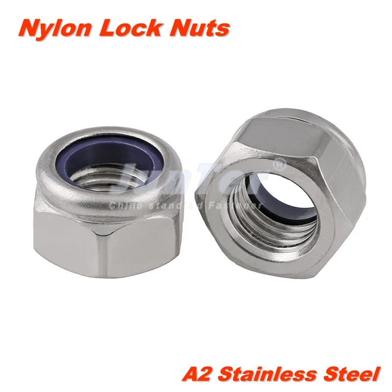 

20pcs/lot M2 M2.5 M3 M4 M5 M6 M8 M10 M12 M14 A2 Stainless Steel Metric Thread Nylon Lock Nuts DIN985