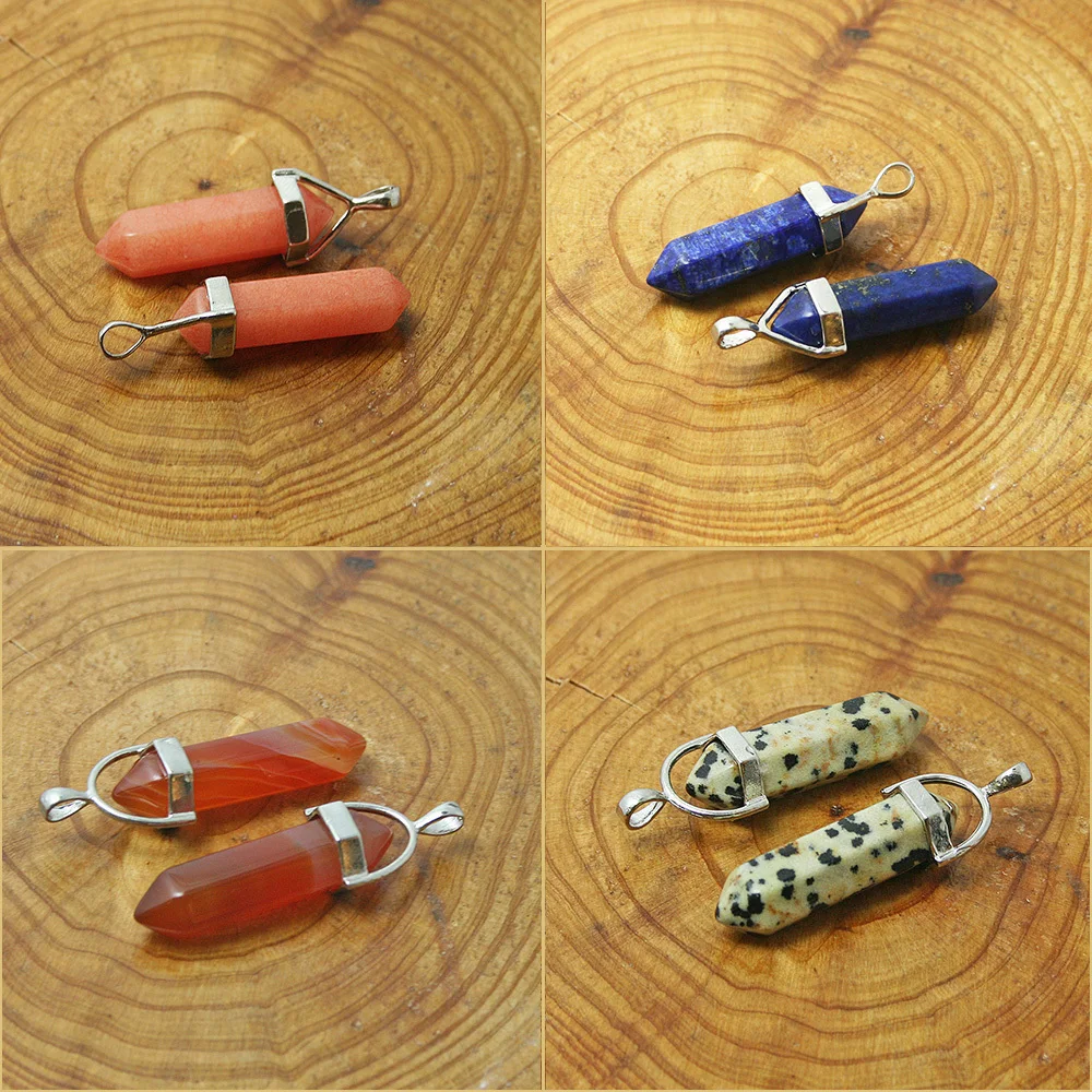 Ожерелье с шестигранной колонной кулон из натурального кристалла Кожаные