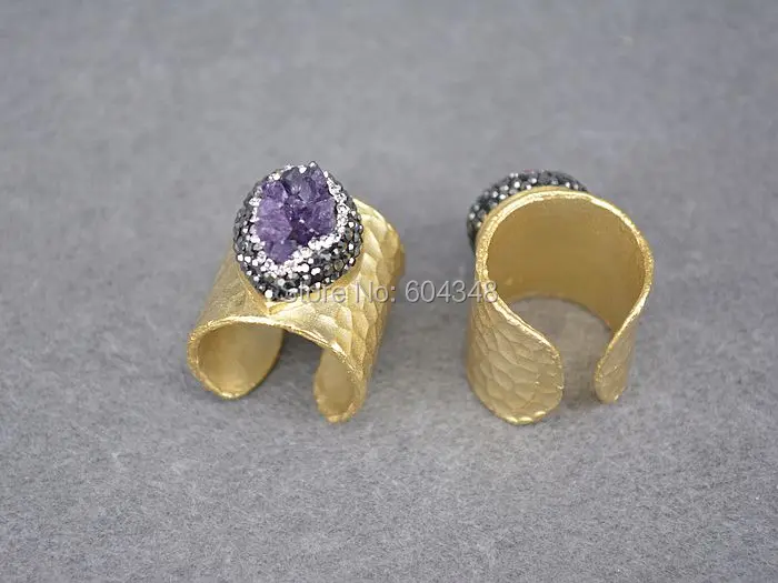 5pcs HOT Natural Labradorite Pearl Red Coral Purple Quartz Blue Stone Crystal Paved Rings Gold color Men and Women Jewelry | Украшения и
