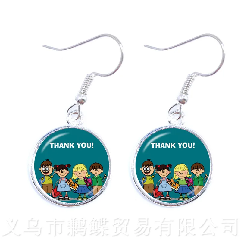 Модные серьги с надписью Thank You для учеников красное сердце узор стеклянная