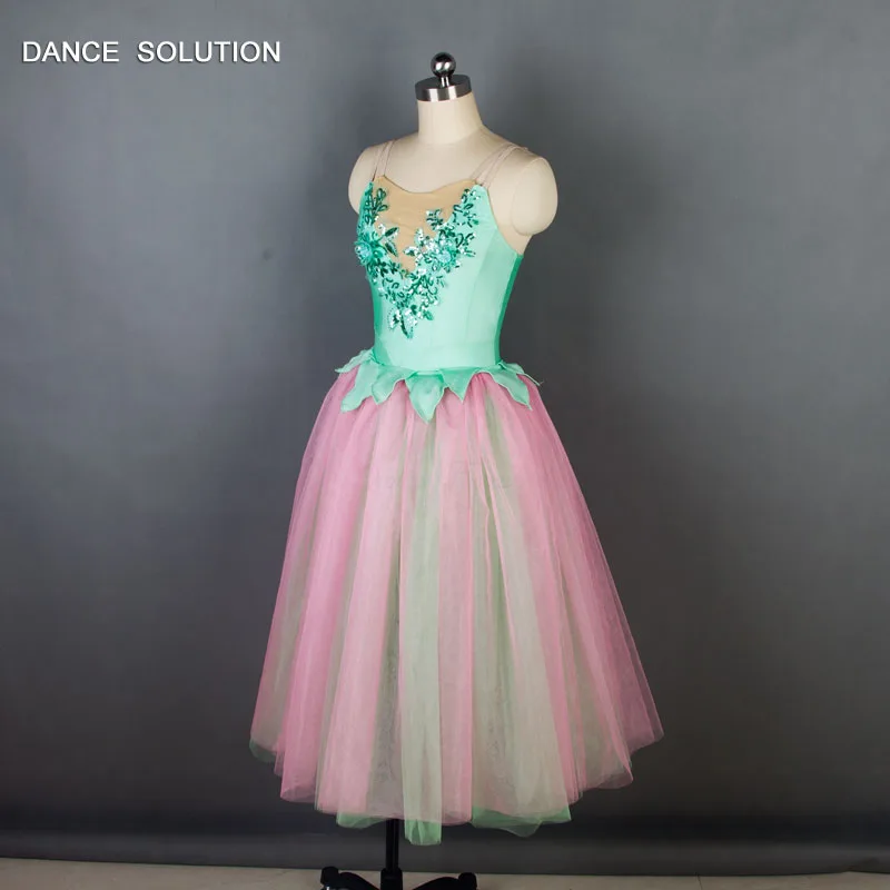 19215 Pale Green Top with Soft Tulle Skirt Ballet Costumes Woman and Girl Tutu Stage Dance Dress Long Romantic | Тематическая