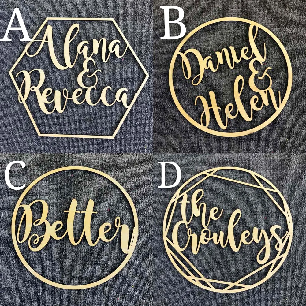 Индивидуальный Свадебный знак обруч с именем деревянный декор мистер и миссис