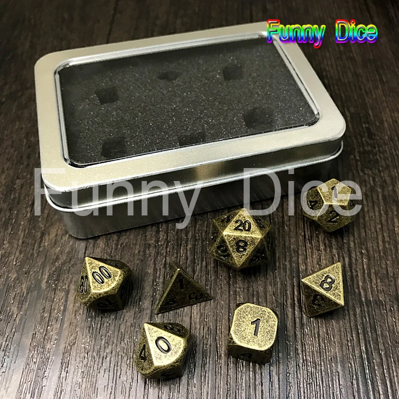 Metal Dice 7 set d4 d6 d8 d10 d% d12 d20 for Board Games Rpg Dados jogos dnd with box gift | Спорт и развлечения