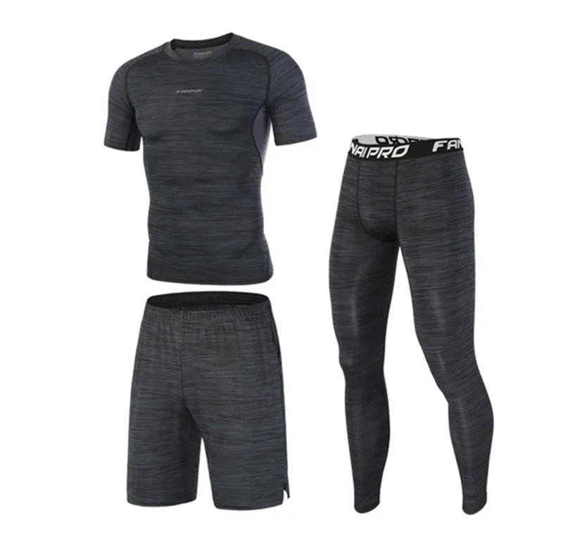 Short sleeve suit2 Компрессионные спортивные костюмы, набор для бега, мужские спортивные костюмы, быстросохнущие комплекты для бега, Мужская одежда, s спортивный костюм для бега, тренировочный GymFitnessDemix - Цвет: Short sleeve suit2