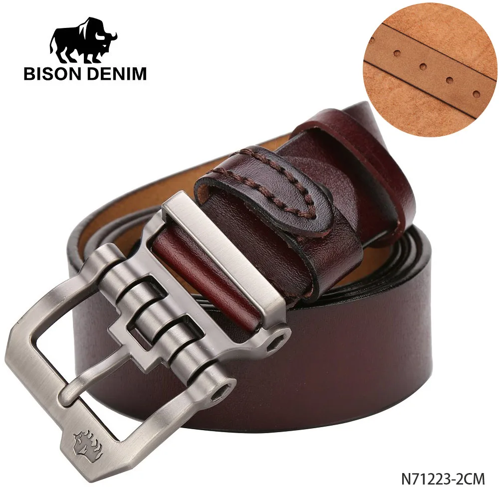 COFFEE 1 BISON DENIM мужской ремень из натуральной воловьей кожи мужской ремень с пряжкой качественный мужской коричневый ремень винтажные джинсы N71223 - Цвет: COFFEE 1