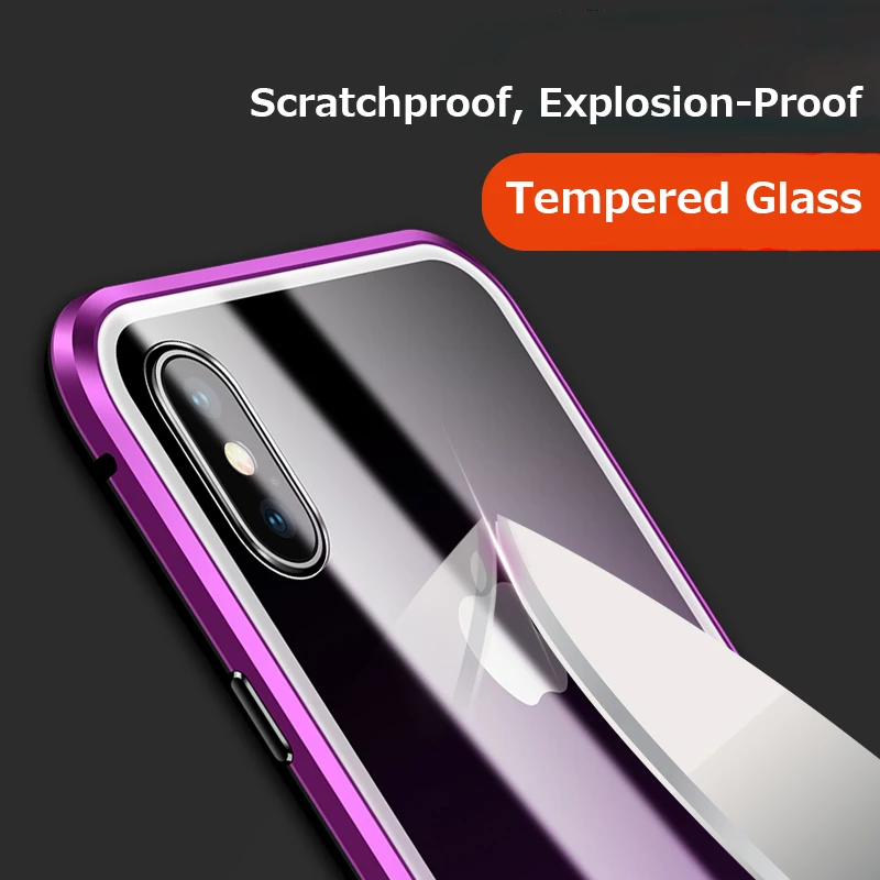 360 градусов полный корпус Магнитная Адсорбция для iPhone XS Max XR X градиентное стекло