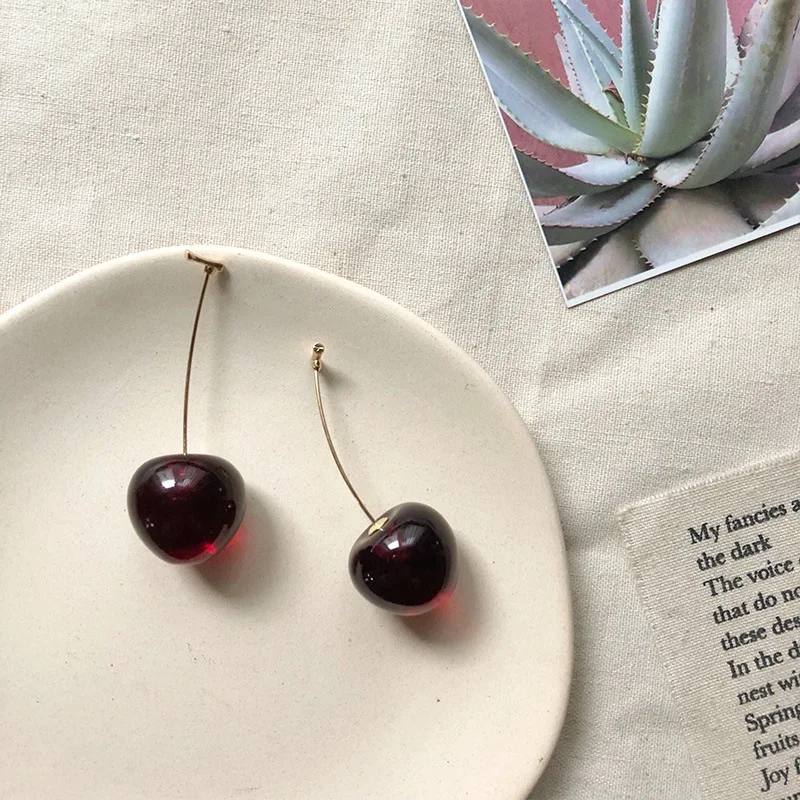 Новый ZA себе ювелирные изделия Brincos смолы милый/Романтический круглый Cherry серьги