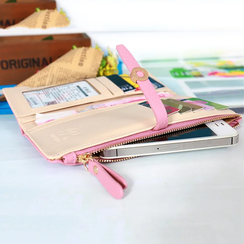 Женский Длинный кошелек DIGERUI кожаный с застежкой для монет и карт A1489|coin card holder|purse