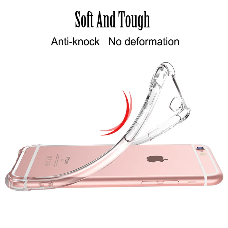 Чехол для iPhone X 8 7 6 6S Plus Прозрачная защитная задняя крышка противоударный бампер