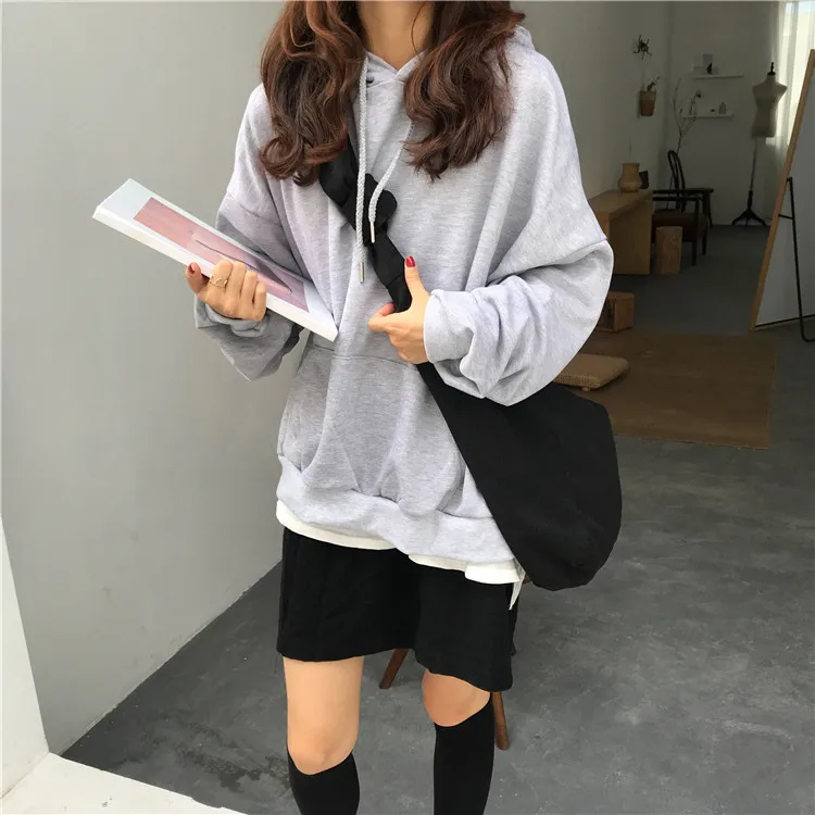 7 цветов, осень и зима, корейский стиль ulzzang, одноцветные толстовки, Женская толстовка, Женская(C6932