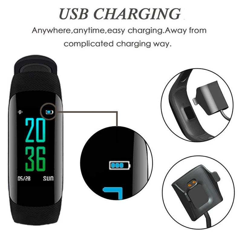 Z17C Smartband Фитнес браслет Цвет Экран IP67 Водонепроницаемый сердечного ритма Смарт-браслет с уровень кислорода в крови монитор фитнес-трекер