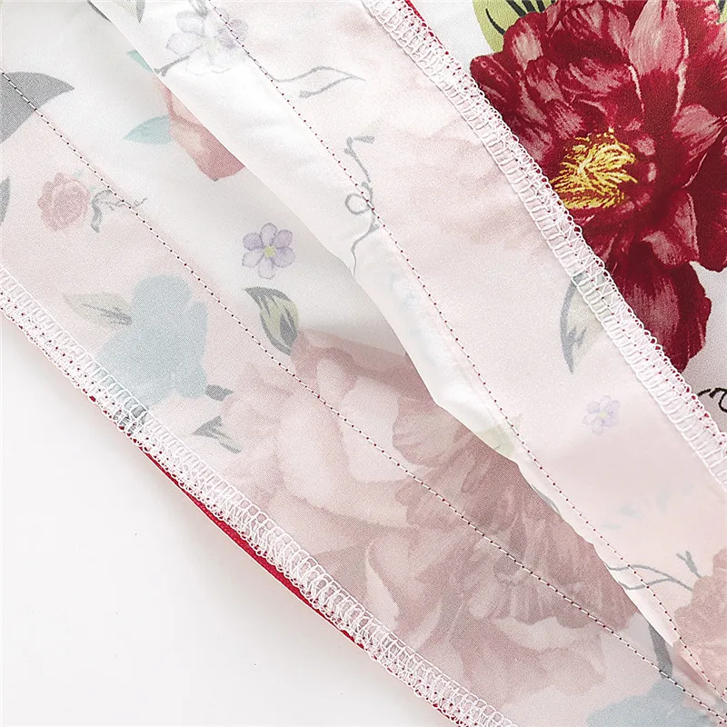 Детская блузка в стиле бохо с рукавом летучая мышь летняя красная цветочным