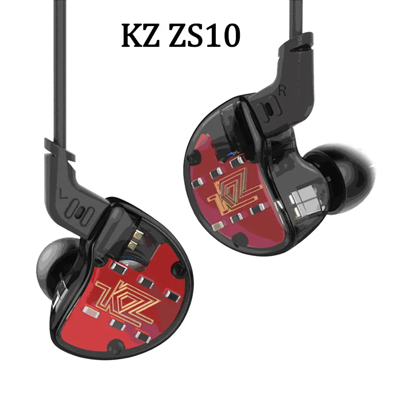 KZ ZS10 Earphones 4BA+1 DD Hybrid In Ear Headphone HIFI Bass Headset DJ Monitor Earphone Earbuds ZS6 AS10 ZST ES4 ED16 BA10 | Электроника
