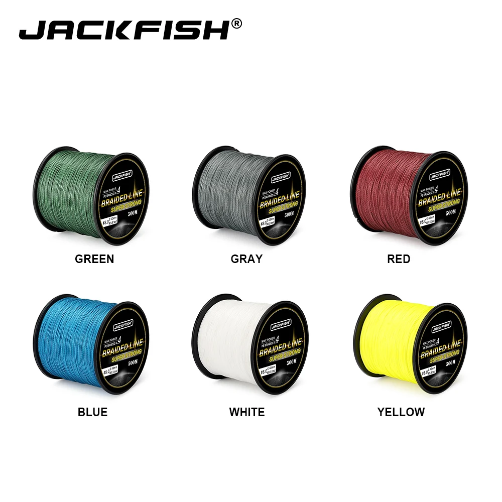 Суперпрочная плетеная рыболовная леска JACKFISH 4 нити 500 м 10 60 анг. Фунт.