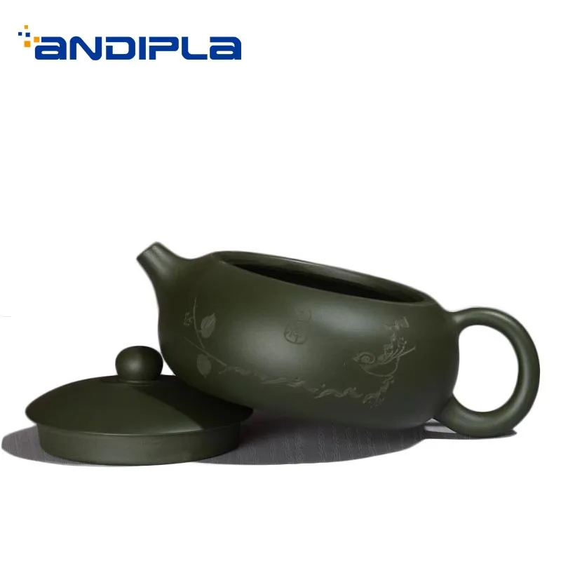 

280ml Authentic Yixing Purple Clay Teapot Handmade Min Guo Green Mud Raw Ore Zisha Bian Xishi Pot for Office Teaware Tea Kettles