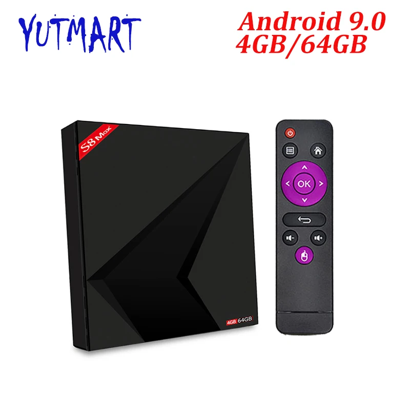 ТВ приставка Android 9 0 S8 MAX Plus 4 Гб ОЗУ 64 ПЗУ RK3328 2 4G/5G двойная Wifi Поддержка 4K BT4.0 Type c USB +