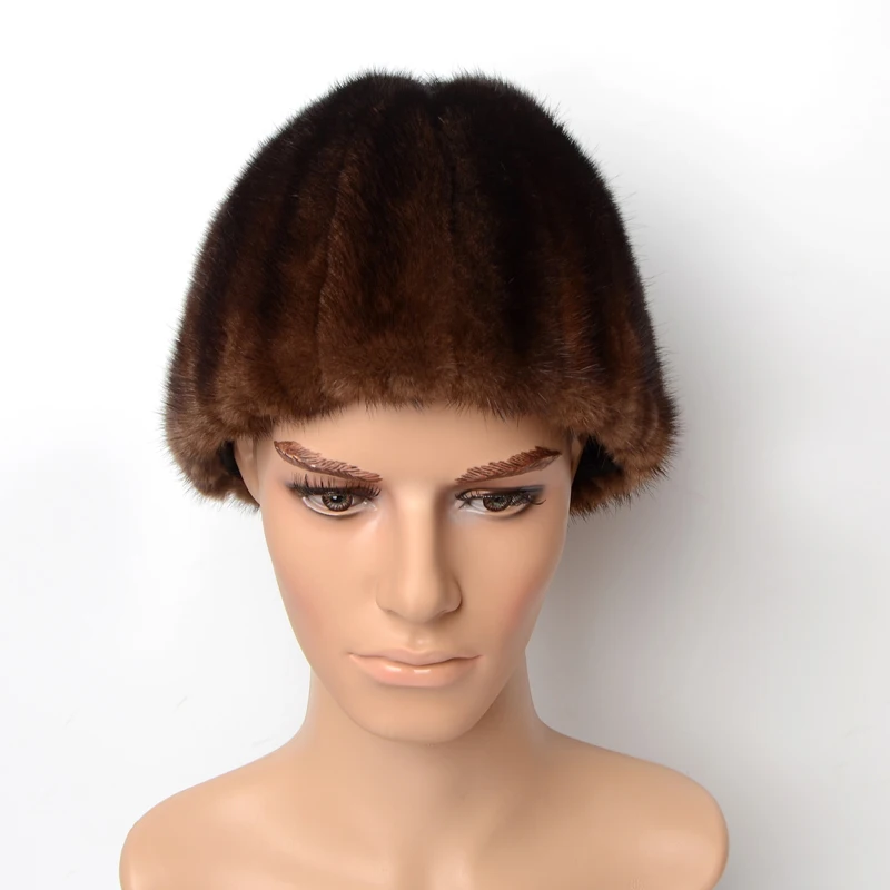 Wucifo 2019 Male Autumn Solid Thicken Bomber Hats Man Winter mink Fur Caps Men Warm Protection Ear Cap Size:56cm-59cm
