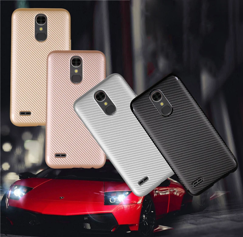 Чехол Fundas из синтетического волокна чехол для LG K10 2017 мягкий углеродного и ТПУ