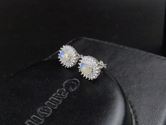 ZHHIRY Genuine Opal Gem Earring Natural Stone Solid 925 Sterling Silver Women Fine Jewelry Earrings | Украшения и аксессуары