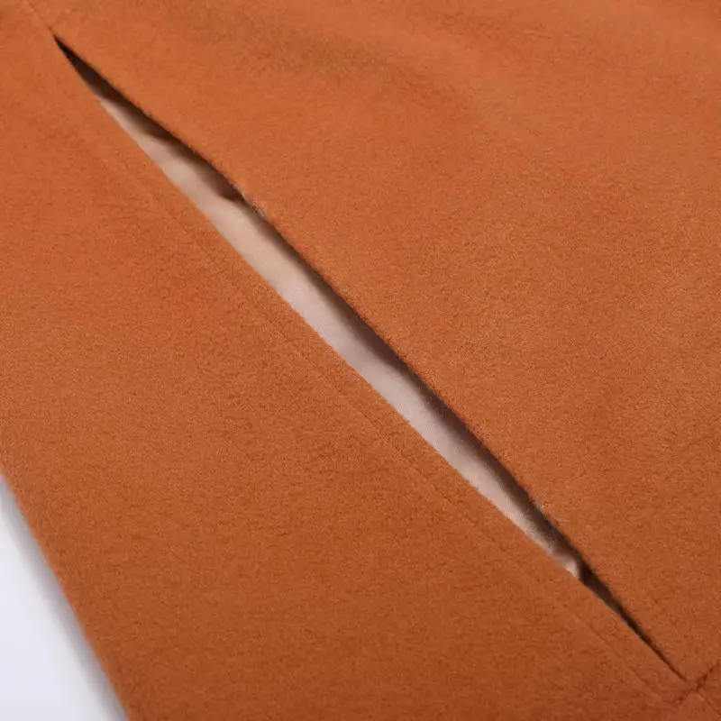 2018 кожаная пряжка плащ пончо Женское пальто новая мода круглый вырез шерстяное