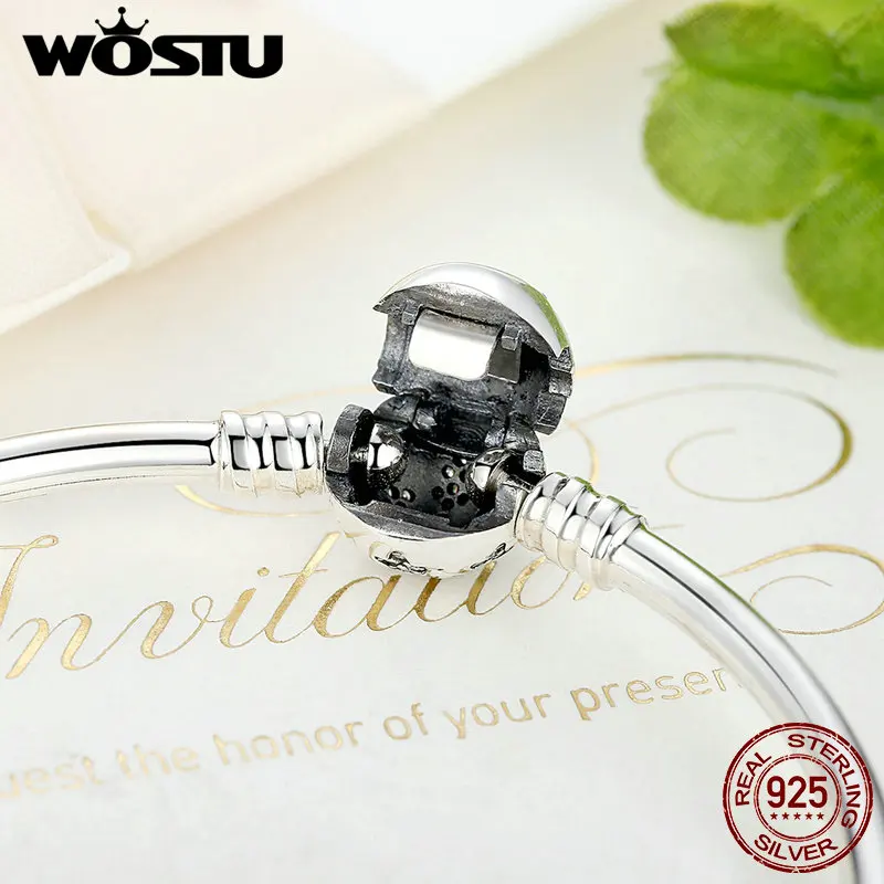 

WOSTU Authentic 925 Sterling Silver Engrave Snowflake Clasp Unique as you are Chain Bracelet & Bangle Fit DIY Jewelry XCHS915