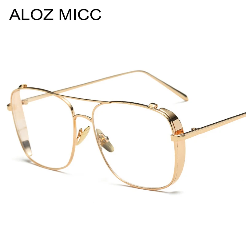 ALOZ MICC yeni erkekler gözlük çerçeve kadınlar altın şeffaf gözlük marka tasarımcısı Metal çerçeve bayanlar gözlük çerçevesi 2018 Q414