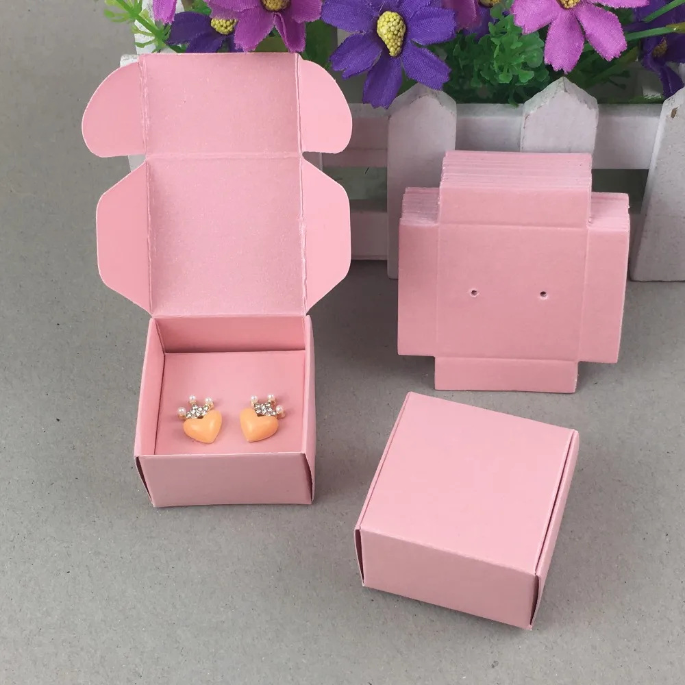 200 наборов бумажных коробок для ювелирных изделий и карточек сережек Крафт