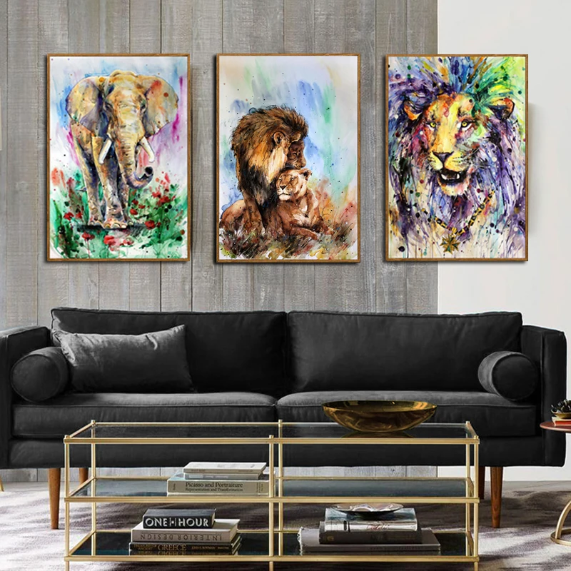 Картина на холсте с рисунком льва настенная абстрактная картина масляная