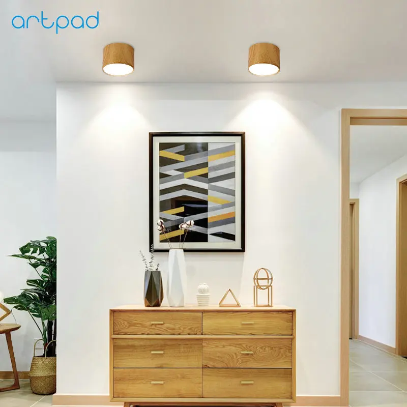 Artpad скандинавский стиль светодиодный потолочный светильник дерево Круглый