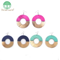 good quality vintage personality wooden earring color titching for women