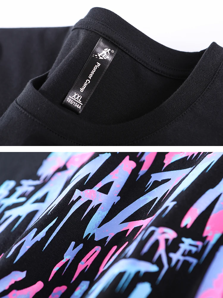 Pioneer Camp Summer Men T Shirt Solid Color and funny Print Male Casual Tshirt short sleeveT-shirt ADT902155 | Мужская одежда