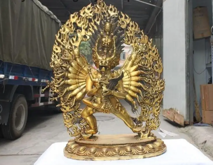 32 Tibet Folk Temple bronze copper Vajrabhairava Yamantaka Buddha Statue | Дом и сад