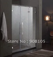 china wholesale customized clear tempered glass shower screen curtain wall door with aluminum profile frame sliding door roller