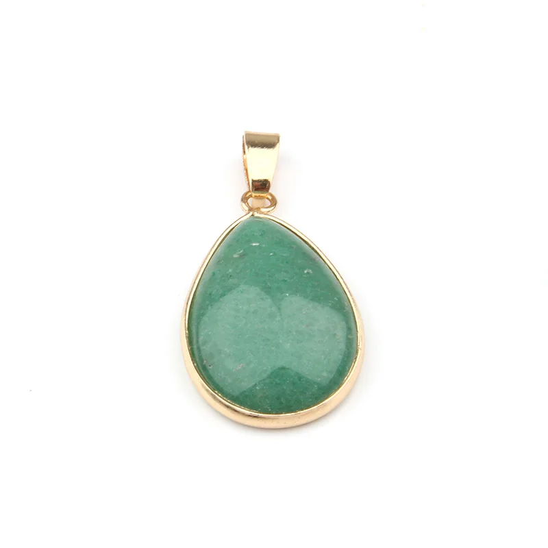 Green Aventurine Натуральный камень подвеска в виде капли воды Форма Подвески Агаты/росекварц/тигровый глаз Подвески Для Изготовление Ювелирных ожерелий 3,5*2,4*0,7 см - Окраска металла: Green Aventurine
