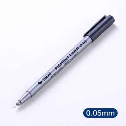 0.05 1 шт пигмент лайнер Pigma Micron чернила маркер для белой доски 0,05 0,1 0,2 0,3 0,4 0,5 0,6 0,8 различных наконечников, черная ручка эскизов ручки - Цвет: 0.05
