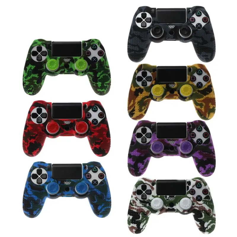 

For Sony Dualshock PS4 DS4 Slim Pro Controller Silicone Camo Case Protective Skin + Thumb Stick Caps for Play station 4