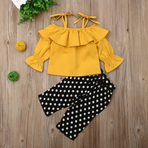 Комплект из 2 предметов детская одежда для маленьких девочек летние топы с