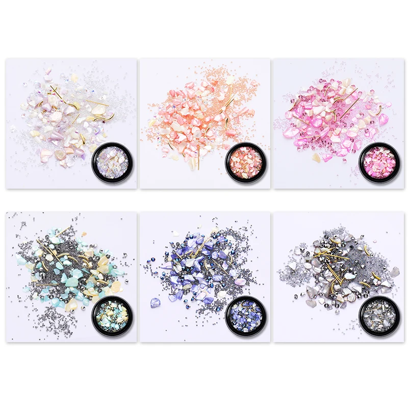 19 Colors Shell Nail Decoration Multi Style Irregular 3D Art Mixed Size Jewelry Rhinestone For Nails | Красота и здоровье