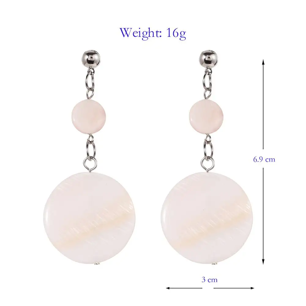 KHARISMA Fashion Stud Earrings For Women Lady Pop Summer Round Natural Shell Long Pompom Pom Jewelry Accessories Party Gifts | Украшения и