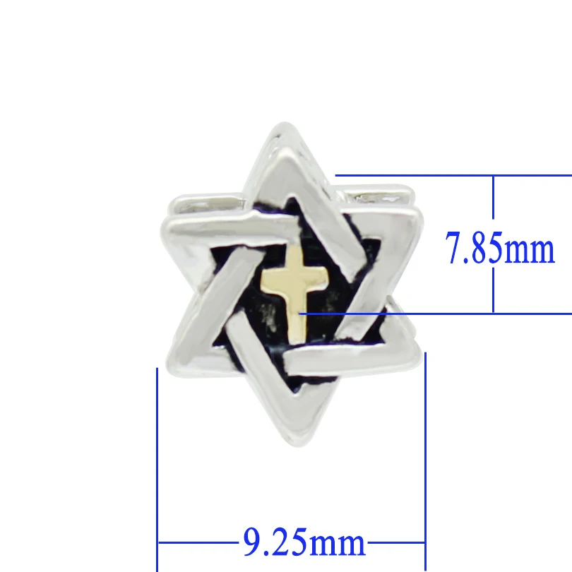 2 тонированные покрытые Крест Звезда Европейский оберег бусины для браслета Fit