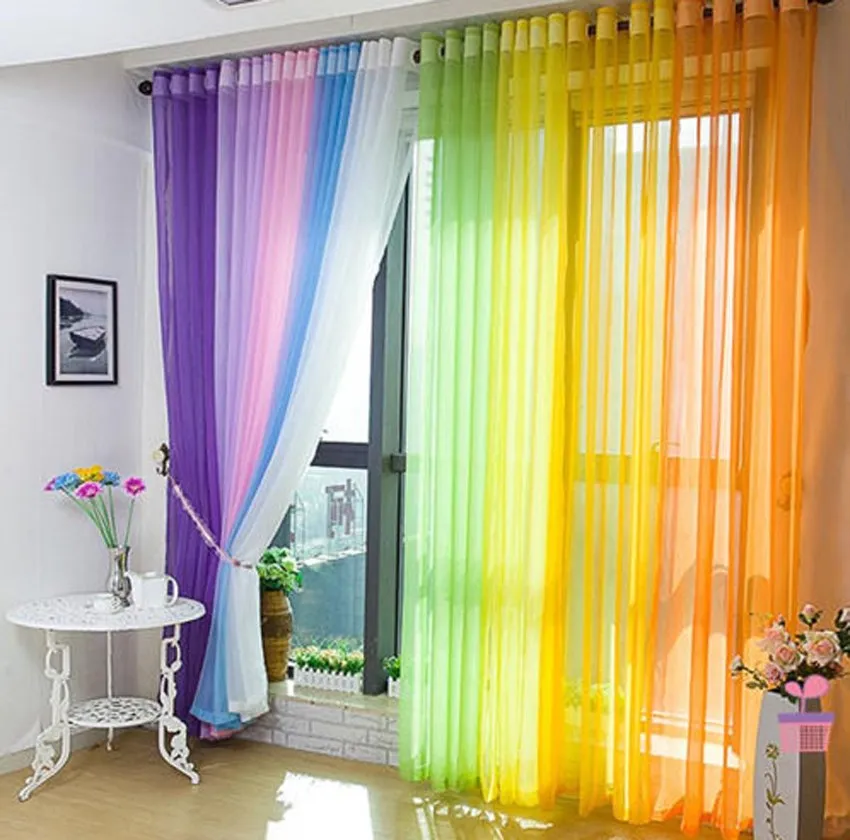 

Floral Tulle Voile Door Window Curtain Drape Panel Sheer Scarf Divider