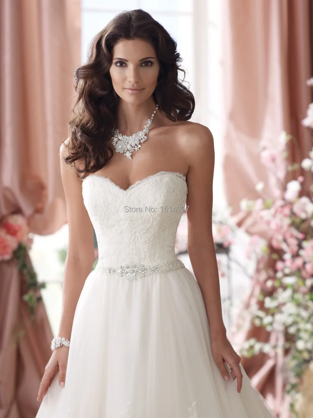 Luxury Sleeveless Women Wedding Dresses New Fashion 2014 Open Back Puffy Ball Gowns Lace | Свадьбы и торжества