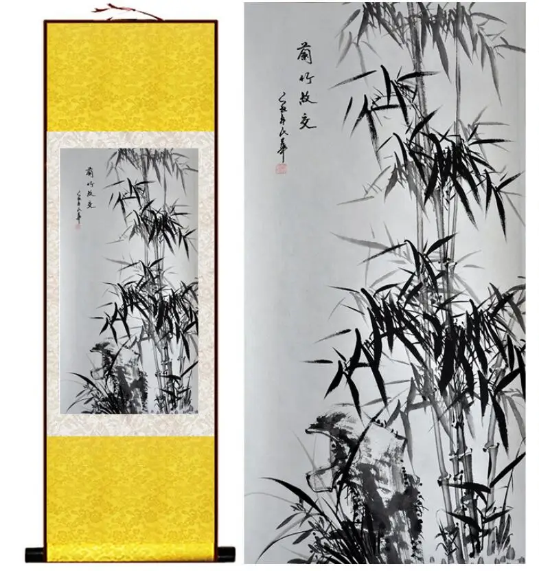 Бамбуковая живопись Chiense персонажи и цветочная украшение для дома офиса | Дом сад